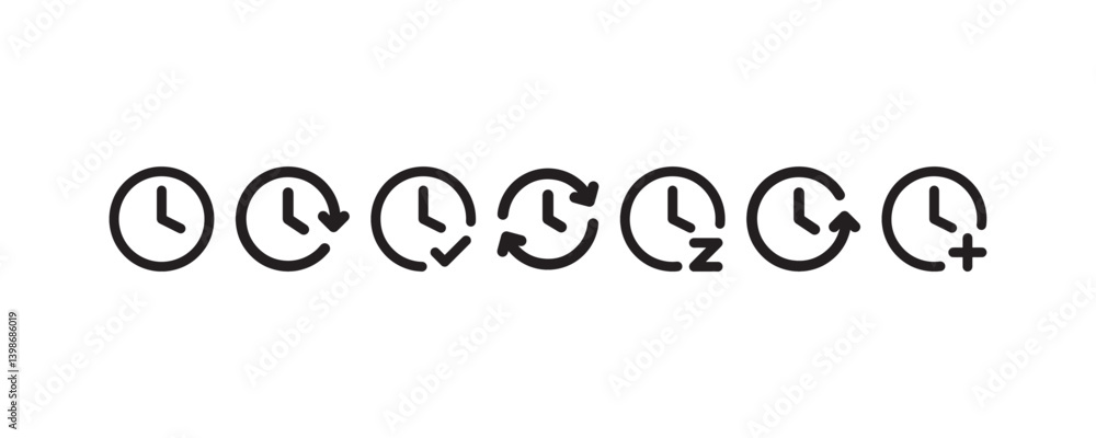 Clock and time management icon set Vector Clock and time management icon set Vector