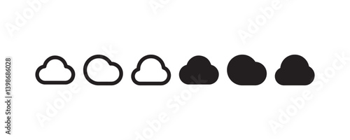 Cloud icons in various styles and weights Vector