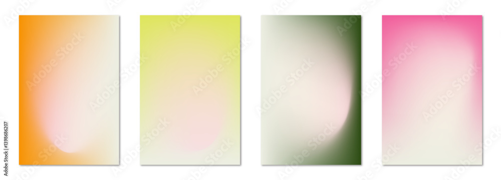 Vector posters. Flat set of illustrations with gradients. Four design drawings. Suitable for card, banner design, cover, splash, party invitation. Vector posters. Flat set of illustrations with gradients. Four design drawings. Suitable for card, banner design, cover, splash, party invitation.