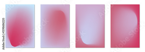 Vector posters. Flat set of illustrations with gradients. Four design drawings. Suitable for card, banner design, cover, splash, party invitation.