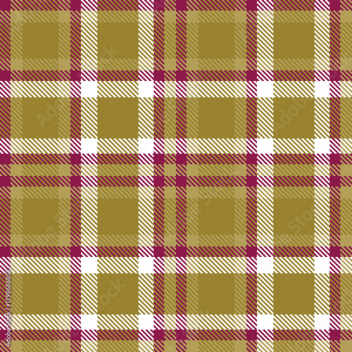 Vivid mulberry Seamless Tartan with Metallic sandy brown accents Textile Design