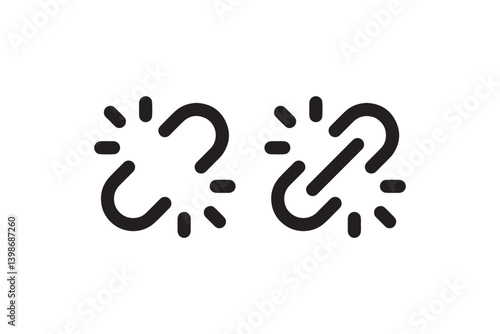 Broken and connected chain link icons Vector