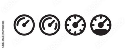 Speedometer gauge icons for performance and speed Vector