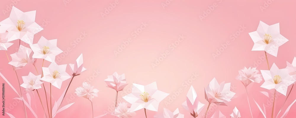 Soft floral pink background with delicate flowers, perfect for greeting cards, banners and ads Soft floral pink background with delicate flowers, perfect for greeting cards, banners and ads