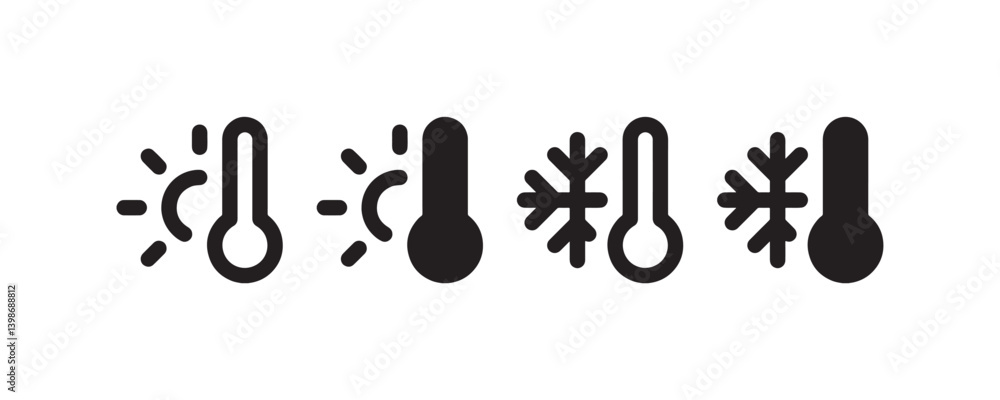 Fototapeta premium Hot and cold temperature weather icons set Vector