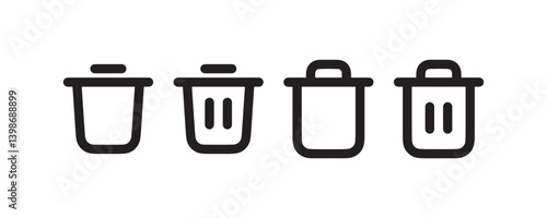 Trash bin icon set for delete functions Vector