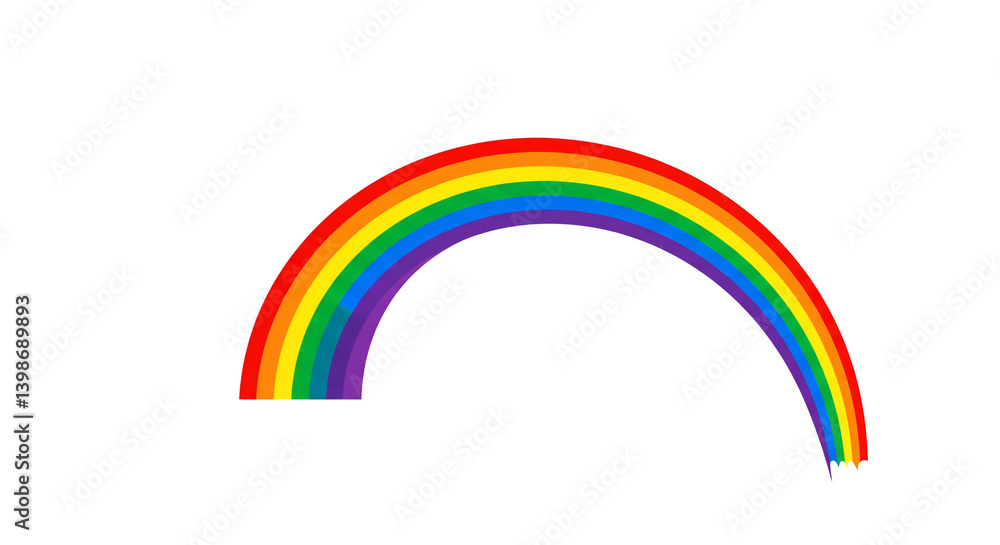 A vibrant rainbow arc symbolizing hope and promise after the storm, depicted in bold, saturated colors against a stark white background. A vibrant rainbow arc symbolizing hope and promise after the storm, depicted in bold, saturated colors against a stark white background.