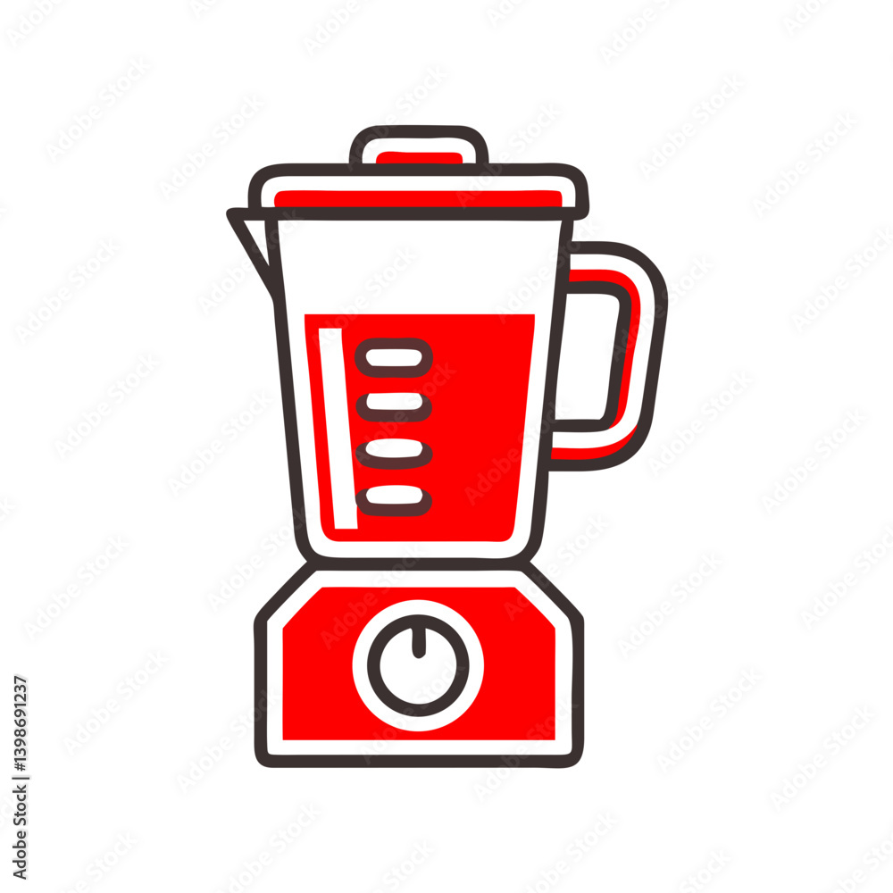 Red Blender Appliance with Capacity Markings Red Blender Appliance with Capacity Markings