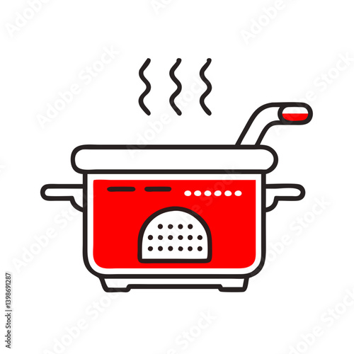 Red Deep Fryer with Steam Coming Out  