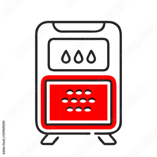 Dehumidifier appliance in minimalist style with red accents  