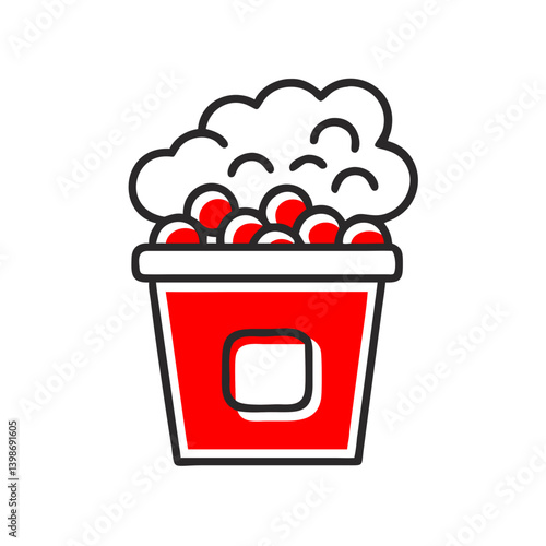 Popcorn in a Red Bucket with Butter Swirls  