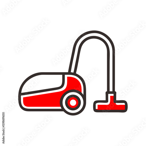 Vacuum Cleaner Icon Design in Bold Red and Black  