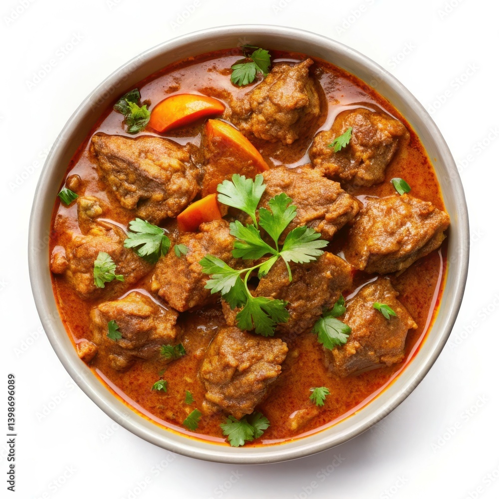 Aromatic Beef Curry in Bowl Rich Spices Top View Aromatic Beef Curry in Bowl Rich Spices Top View