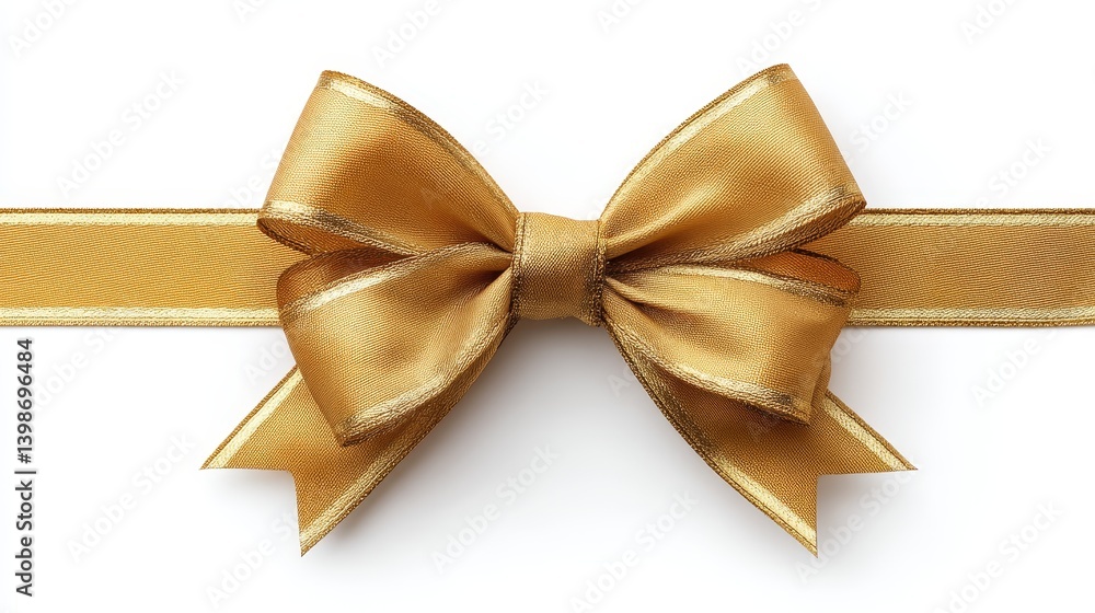 Elegant Gold Ribbon Bow - A classic gold ribbon bow tied perfectly, ideal for gift wrapping, celebrations, and festive designs Elegant Gold Ribbon Bow - A classic gold ribbon bow tied perfectly, ideal for gift wrapping, celebrations, and festive designs