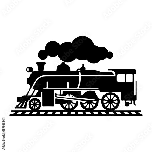 Vintage train isolated on white background. Design element for logo, label, emblem, sign. Vector illustration