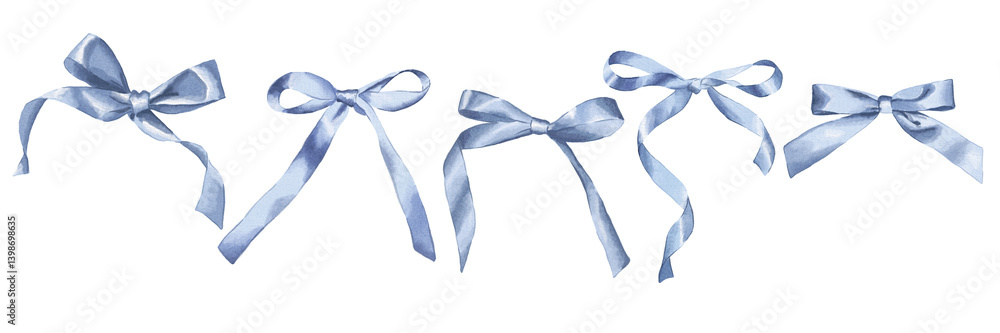 Set of Blue Satin Bows – Watercolor Illustration, Hand drawn illustration. Perfect for invitations, gift wrapping designs, scrapbooking, branding, and decorative projects. Set of Blue Satin Bows – Watercolor Illustration, Hand drawn illustration. Perfect for invitations, gift wrapping designs, scrapbooking, branding, and decorative projects.