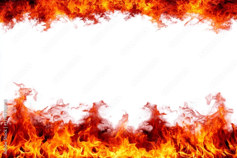 Fiery Frame Border - Intense flames create a dramatic border around a bright white center, ideal for design projects needing a fiery edge Fiery Frame Border - Intense flames create a dramatic border around a bright white center, ideal for design projects needing a fiery edge