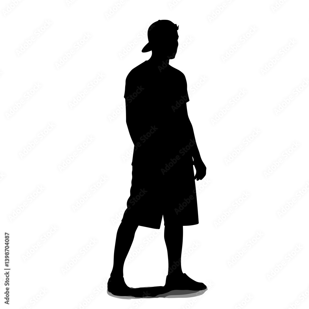 Silhouette of a young man standing casually against a white background Silhouette of a young man standing casually against a white background