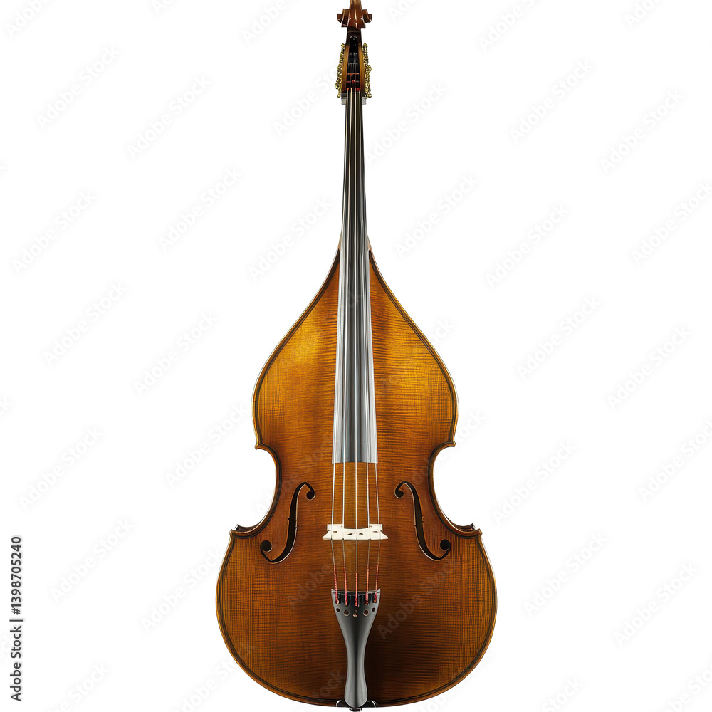 Fototapeta premium Beautifully crafted double bass showcasing elegant design and rich wood tones