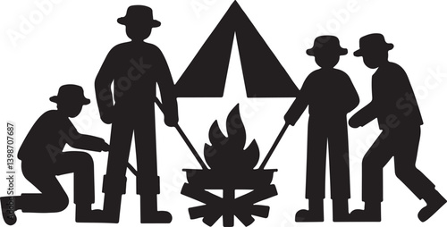 a sat of camping design isolated on the white background.
