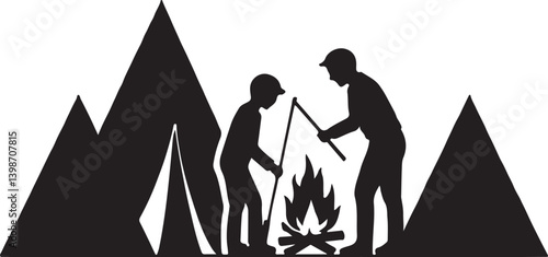 a sat of camping design isolated on the white background.