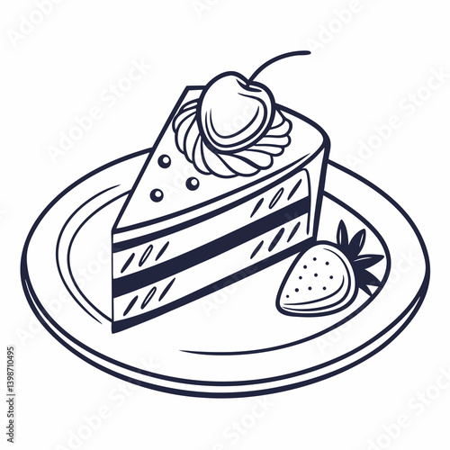 Pie Slice   dessert line icons in a clean, AI-generated vector
