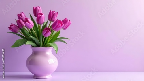 Wallpaper Mural A bouquet of vibrant purple tulips arranged in a delicate lavender vase, a symbol of spring's gentle arrival and the beauty of nature's artistry. Torontodigital.ca