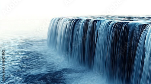Serene Waterfall cascading into a tranquil blue lake, a breathtaking display of nature's beauty. Perfect for desktop backgrounds or nature lovers.
