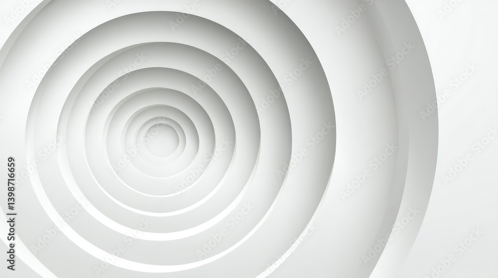 Minimal White Concentric Circles Background with Soft 3D Layered Texture Minimal White Concentric Circles Background with Soft 3D Layered Texture