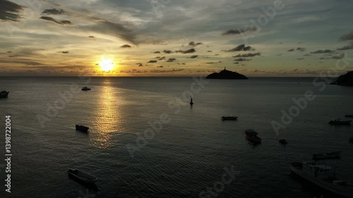 Aerial view of the sea in Santa Marta, Colombia