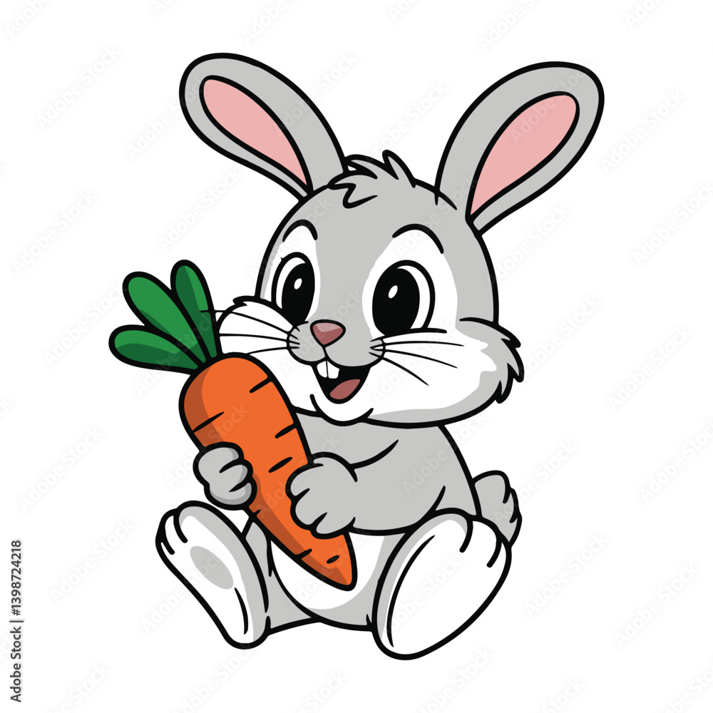 A cute bunny holds a big carrot A cute bunny holds a big carrot