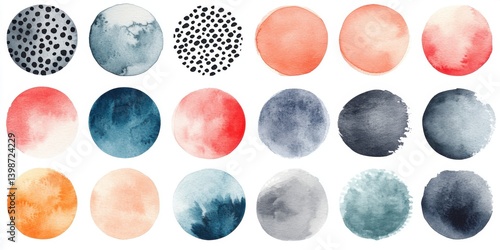 Colorful watercolor circle patterns in abstract art design