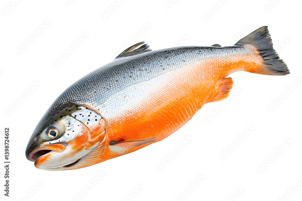 Fresh salmon fish close up shot on transparent background Fresh salmon fish close up shot on transparent background