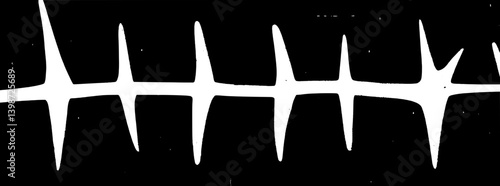 Brutalist abstract shapes with distorted aesthetics in black and white on a sketch-like background