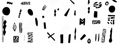 Brutalist abstract art featuring geometric shapes on a white background with imperfect strokes and an urban feel