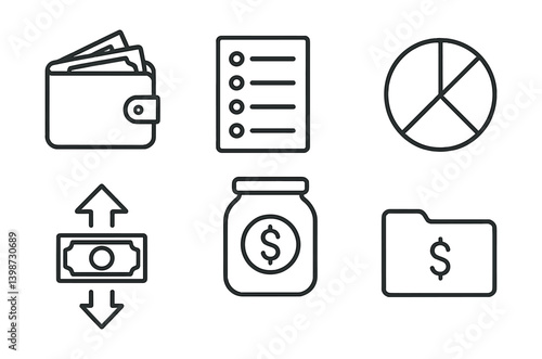 Line drawing of a jar with a dollar sign on it