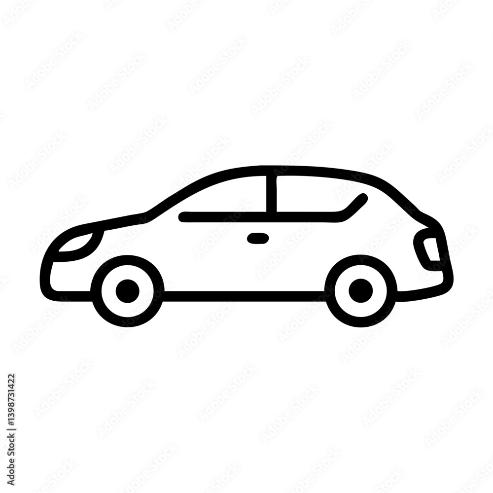 Simple outline of a car illustration against a white background - Simple outline of a car illustration against a white background -