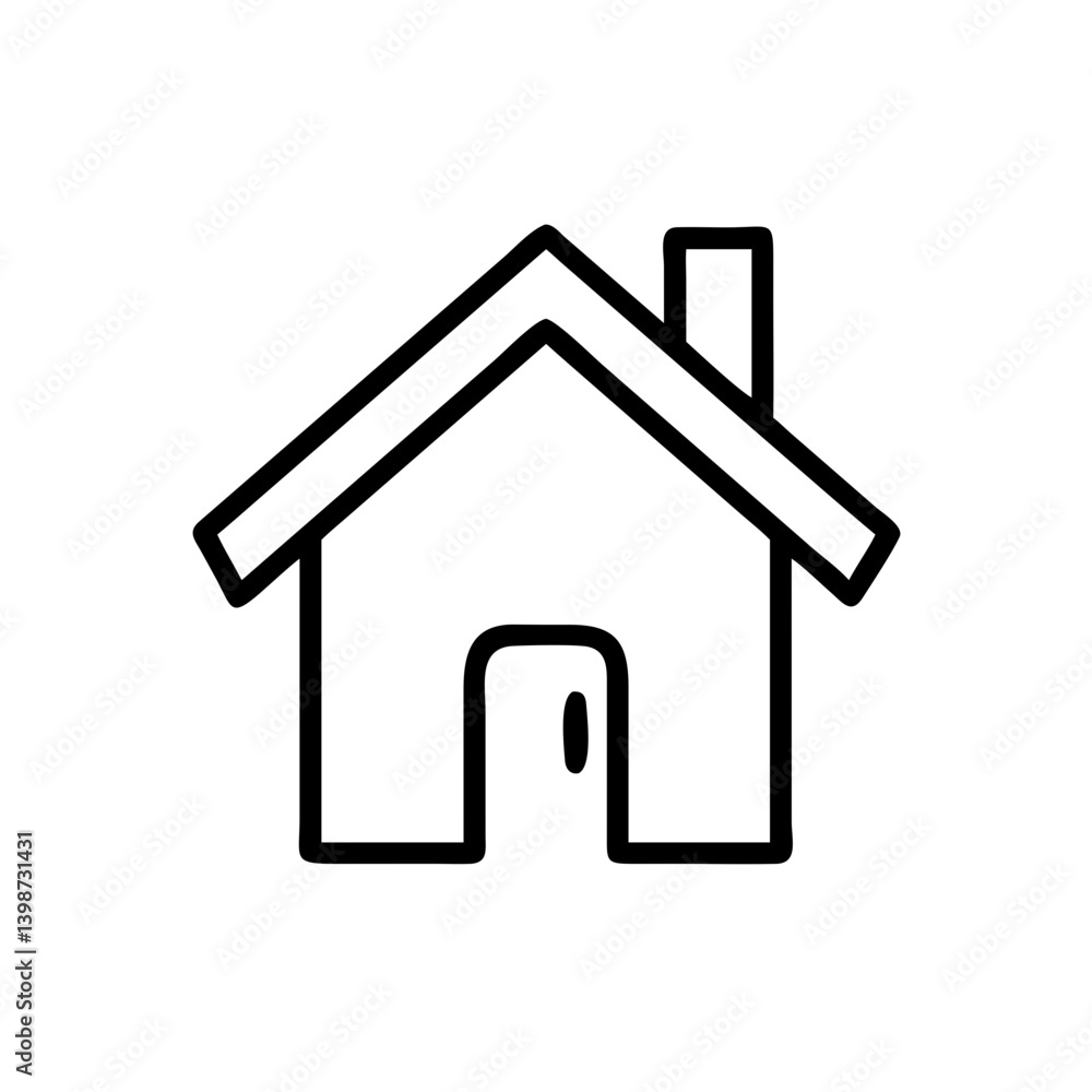 Simple house icon in black outline style on white background Simple house icon in black outline style on white background