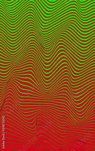 Obraz na płótnie Vibrant abstract lines in green and red. Dynamic, optical illusion, perfect for backgrounds and creative projects w salonie