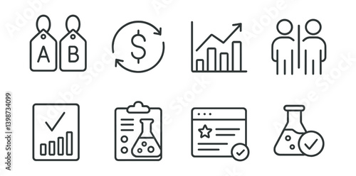 Line of icons with a check mark on the right side
