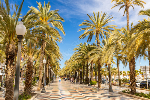 Obraz na płótnie Alicante. The promenade called the Explanada de Espana. A sunny day. The start of the tourist season. Costa Blanca coast w salonie