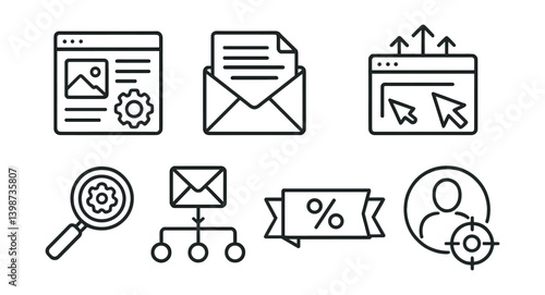 Set of icons for a computer screen