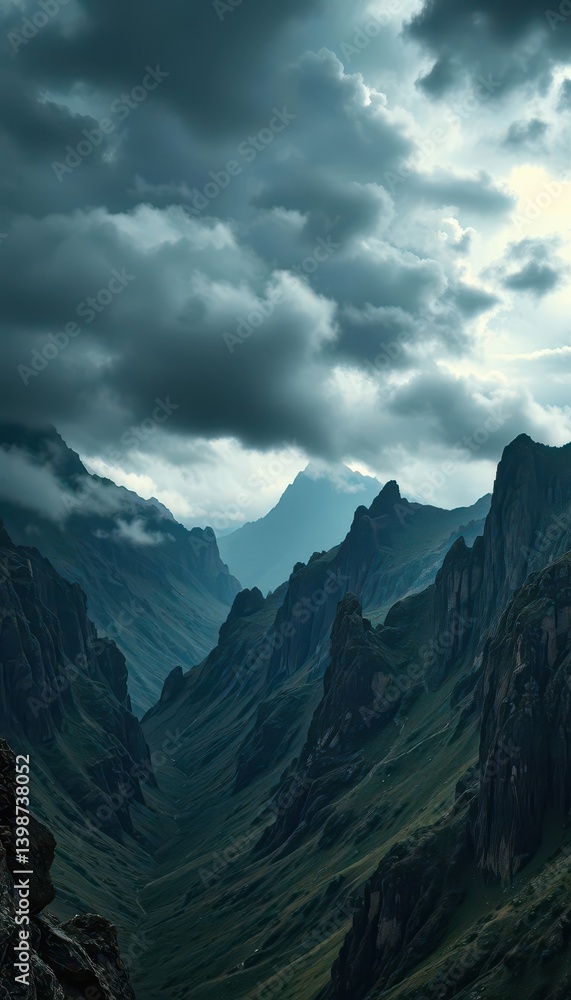 A ferocious storm batters a craggy, windswept landscape, dark clouds swirling , ominous, elemental, cliff A ferocious storm batters a craggy, windswept landscape, dark clouds swirling , ominous, elemental, cliff