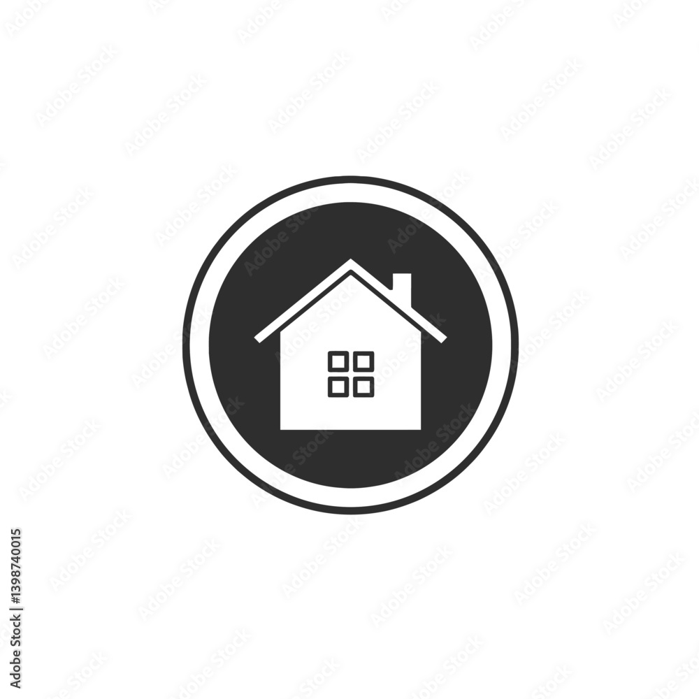 House icon in a black circle. House icon in a black circle.