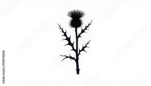 Wallpaper Mural Black Silhouette of Thistle Flower Torontodigital.ca