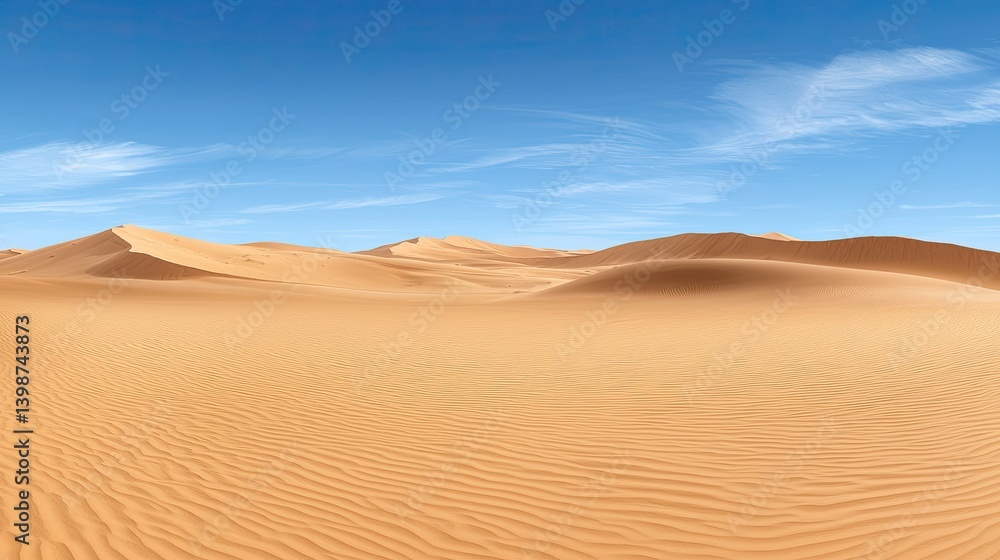 Vast Sahara Desert Landscape under a Clear Blue Sky Vast Sahara Desert Landscape under a Clear Blue Sky