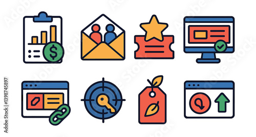 Set of icons for a computer screen