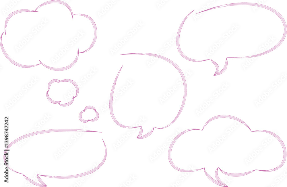 light pink colorful art line different speech bubbles set light pink colorful art line different speech bubbles set