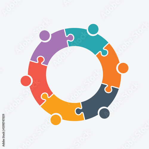 Colorful Circular Puzzle Team Connection Diversity Collaboration Success Icon