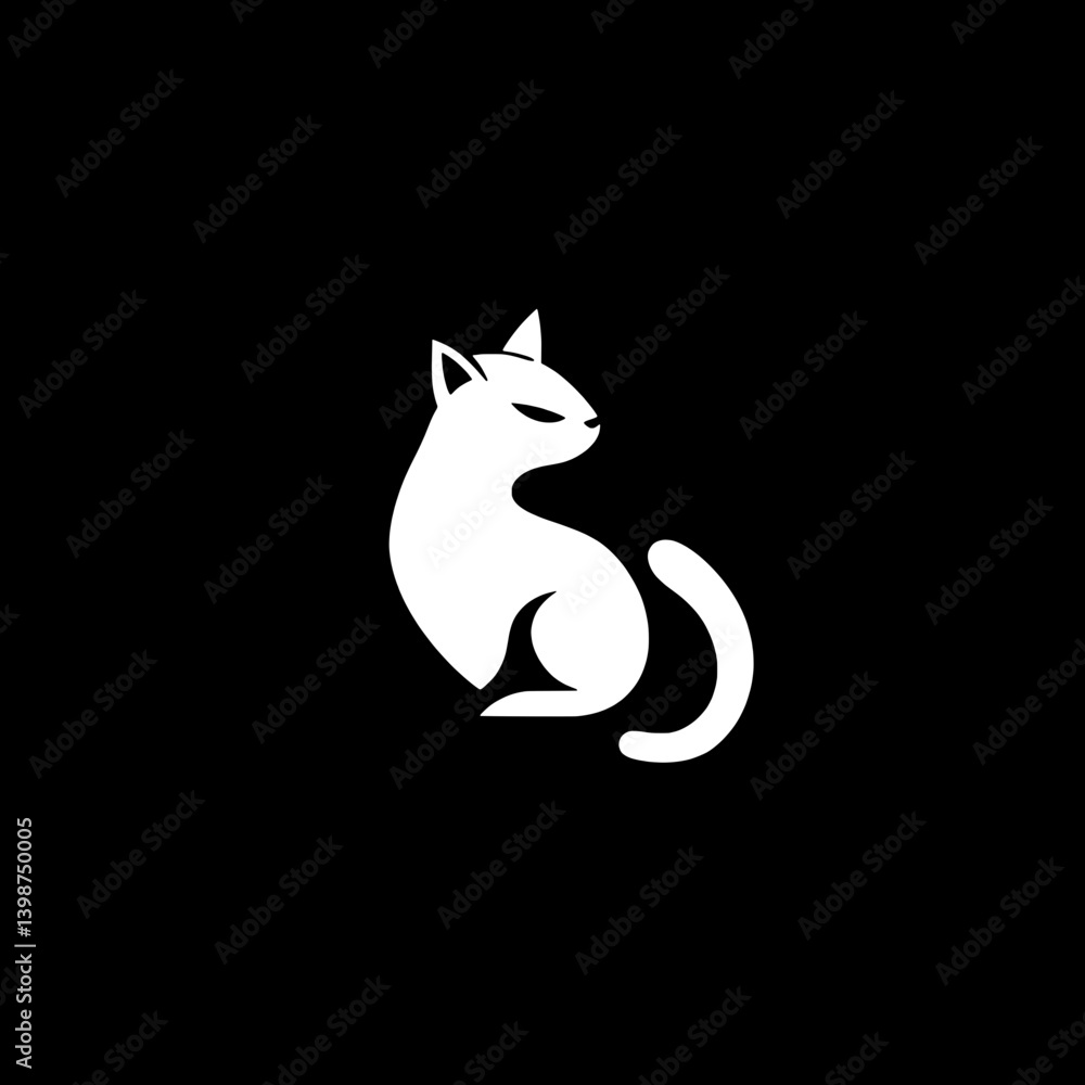 custom made wallpaper toronto digitalMinimalist black and white cat icon showcasing sleek design and modern aesthetics in a creative logo concept